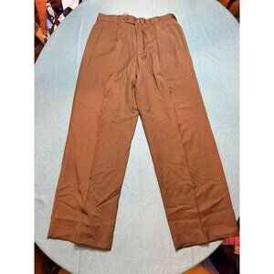 Roberto Villini Mens Brown Wool Dress Pants 34x36 Classic Fit Flat Front